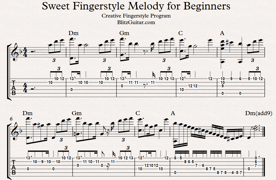 Easy Fingerstyle Guitar Tab Bopqekeys