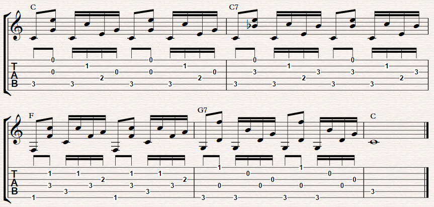 C7 guitar chord progression – FINGERSTYLE GUITAR LESSONS